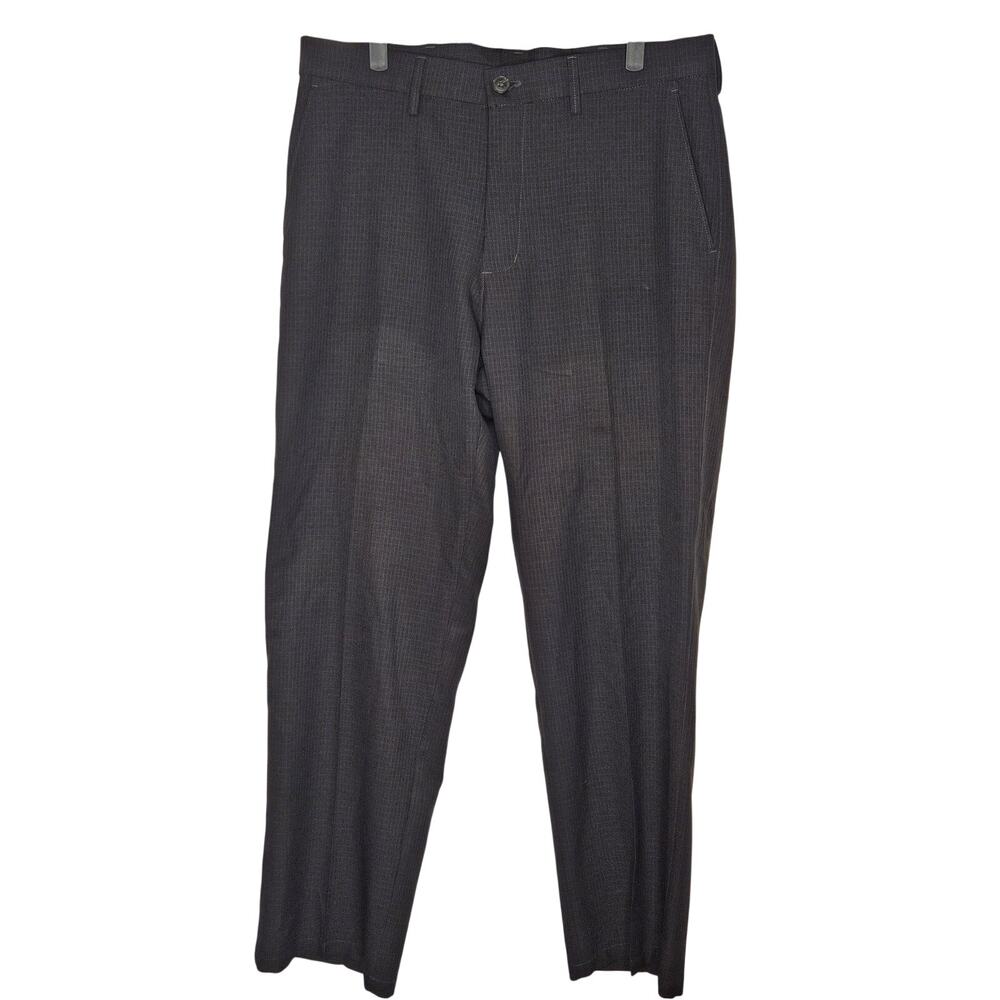 Excellent Black H26 Haggar Men's Dress Pants Flat Front 34/30 B59